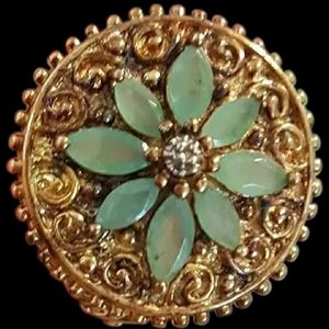 China Export, Silver Gilt Jade Ring